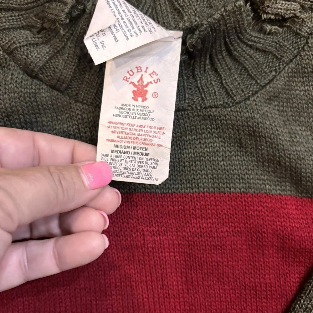 Freddy Krueger Child Sweater Costume Rubie's Nightmare On Elm Street Size M - Picture 3 of 4
